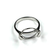 Ring with Oval Mounting and Heart Tabs in Sterling Silver for 9x11mm Cabochons