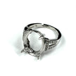 Granular Ring with Oval Prongs Mounting in Sterling Silver 12x13mm