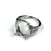 Granular Ring with Oval Prongs Mounting in Sterling Silver 12x14mm