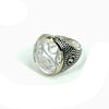 Patterned Ring with Swirls Oval Bezel Mounting in Sterling Silver 16x19mm