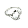 Granular Cross-Over Ring with Oval Prong Mounting in Sterling Silver for 8x10mm stones