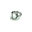 Ring with Cubic Zirconia Inlays and Oval Prongs Mounting in Sterling Silver 9x13mm