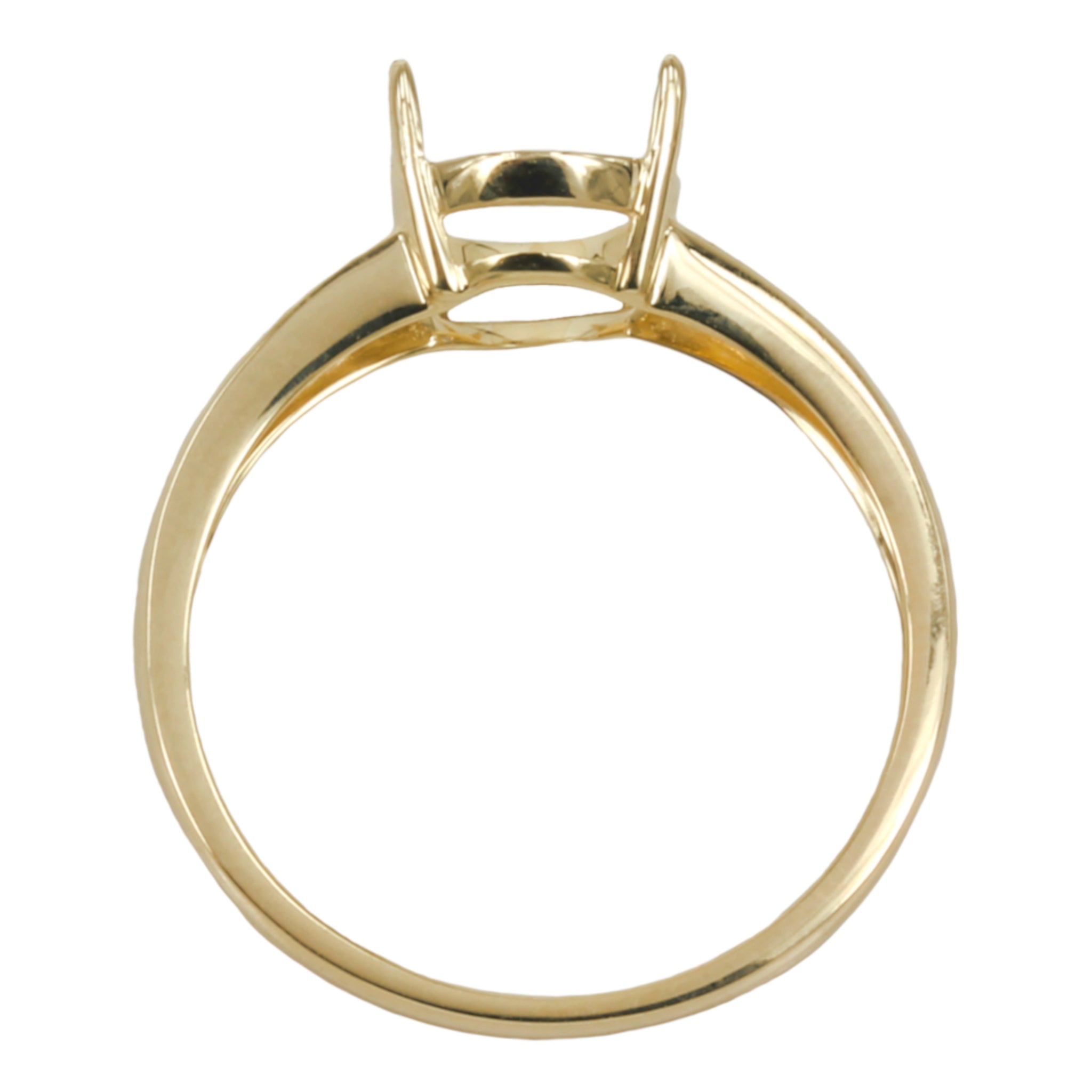 14K Gold Classic Split-Shank Ring Setting with Oval Prongs Mounting 8x10mm