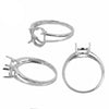 14K White Gold Classic Split-Shank Ring Setting with Oval Prongs Mounting 8x10mm