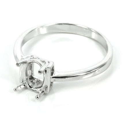 Classic Gallery Style Ring with Prong Setting in Sterling Silver for 6x8mm Stones