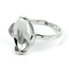 Flower petal tab-bezel style ring with glued setting in sterling silver 12x16mm