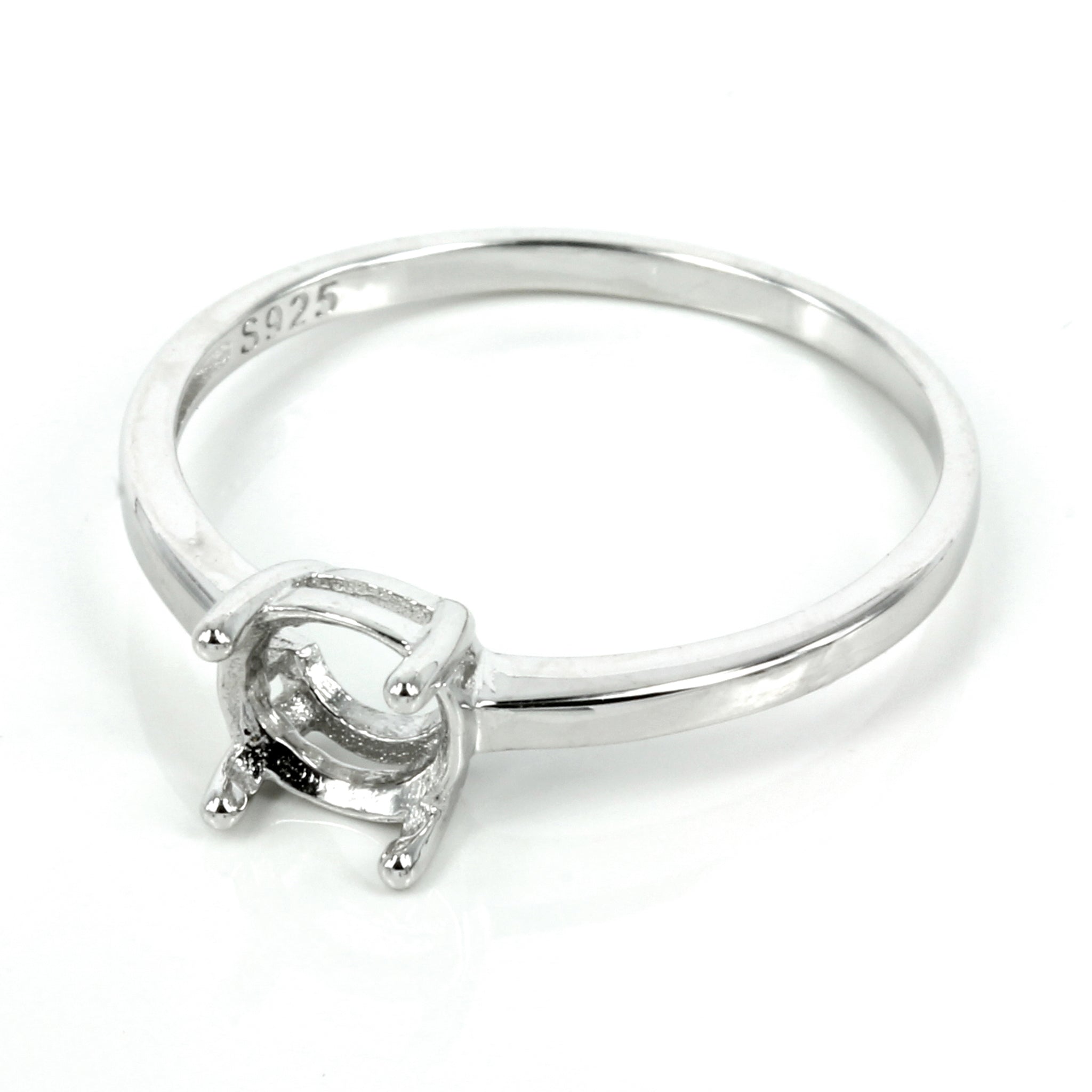 Classic Basket Setting Ring in Sterling Silver for 6.5mm Round Stones