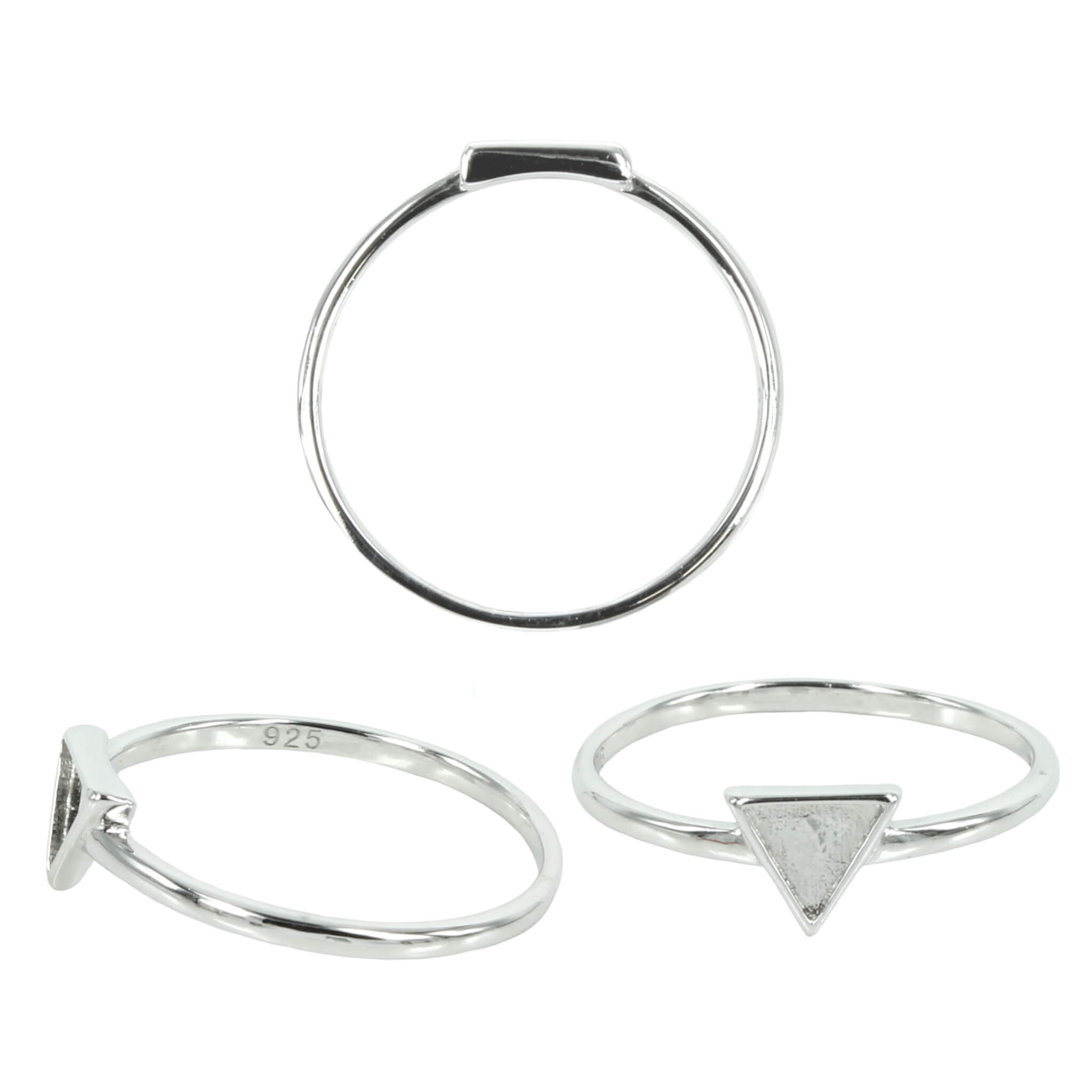 Triangle Ring in Sterling Silver for 5mm Stones