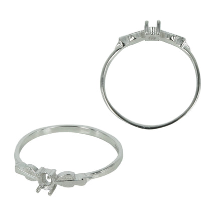 Arrowhead Frame Ring in Sterling Silver for 3x4mm Oval Stones