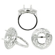 Circles Halo Ring in Sterling Silver for 8x10mm Oval Stones