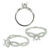 Intertwined Split-Shank Ring with CZ's in Sterling Silver for 6mm Round Stones