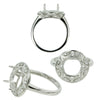Arches Halo Ring with CZ's in Sterling Silver for 10mm Round Stones