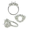 Classic Curves & CZ's Ring is Sterling Silver for 7x9mm Oval Stones
