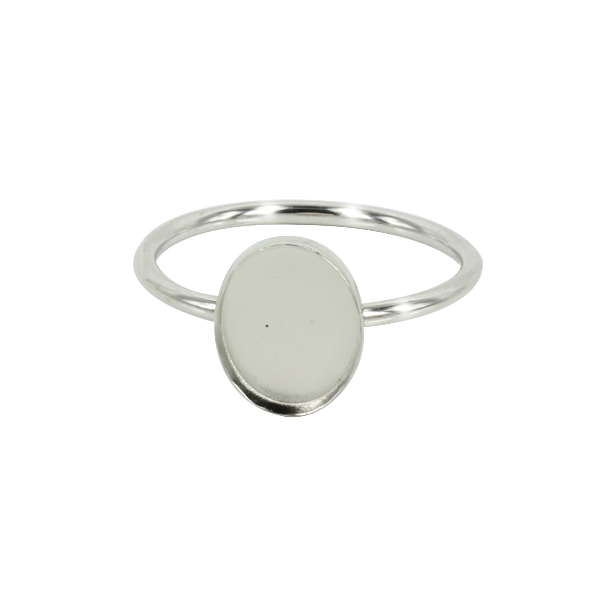 Bezel Ring with Oval Bezel Cup in Sterling Silver - Various sizes