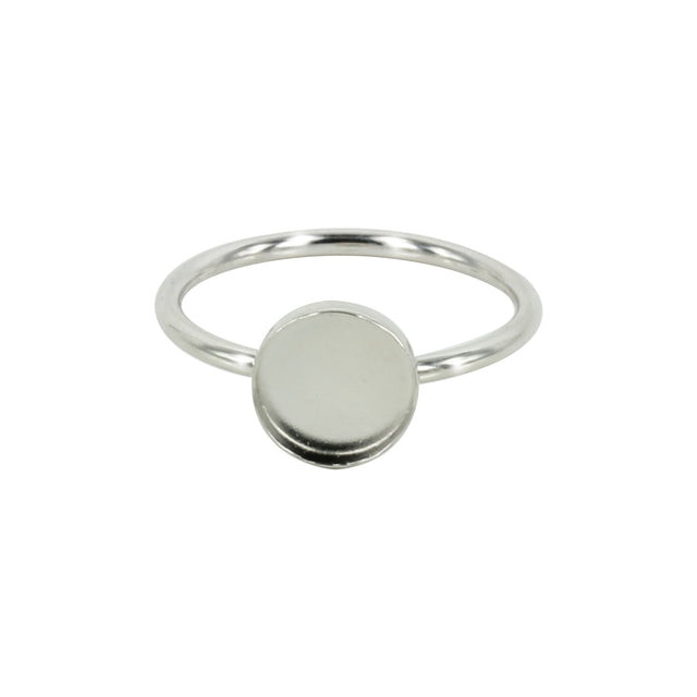 Bezel Ring with Round Bezel Cup in Sterling Silver