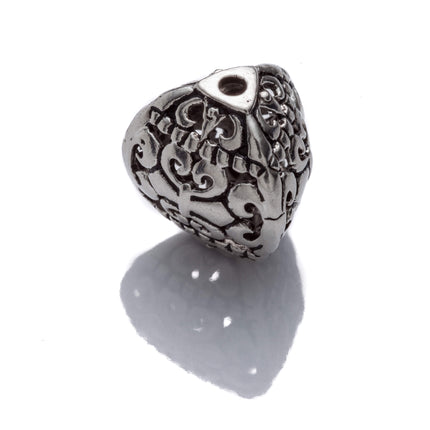 Square Bead in Antique Sterling Silver 13.3x13.9mm