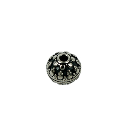 Round Bead in Antique Sterling Silver 8.9x8.9mm