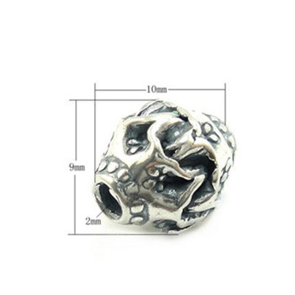 Oval Textured Bead in Antique Sterling Silver 8.6x8.6x10mm