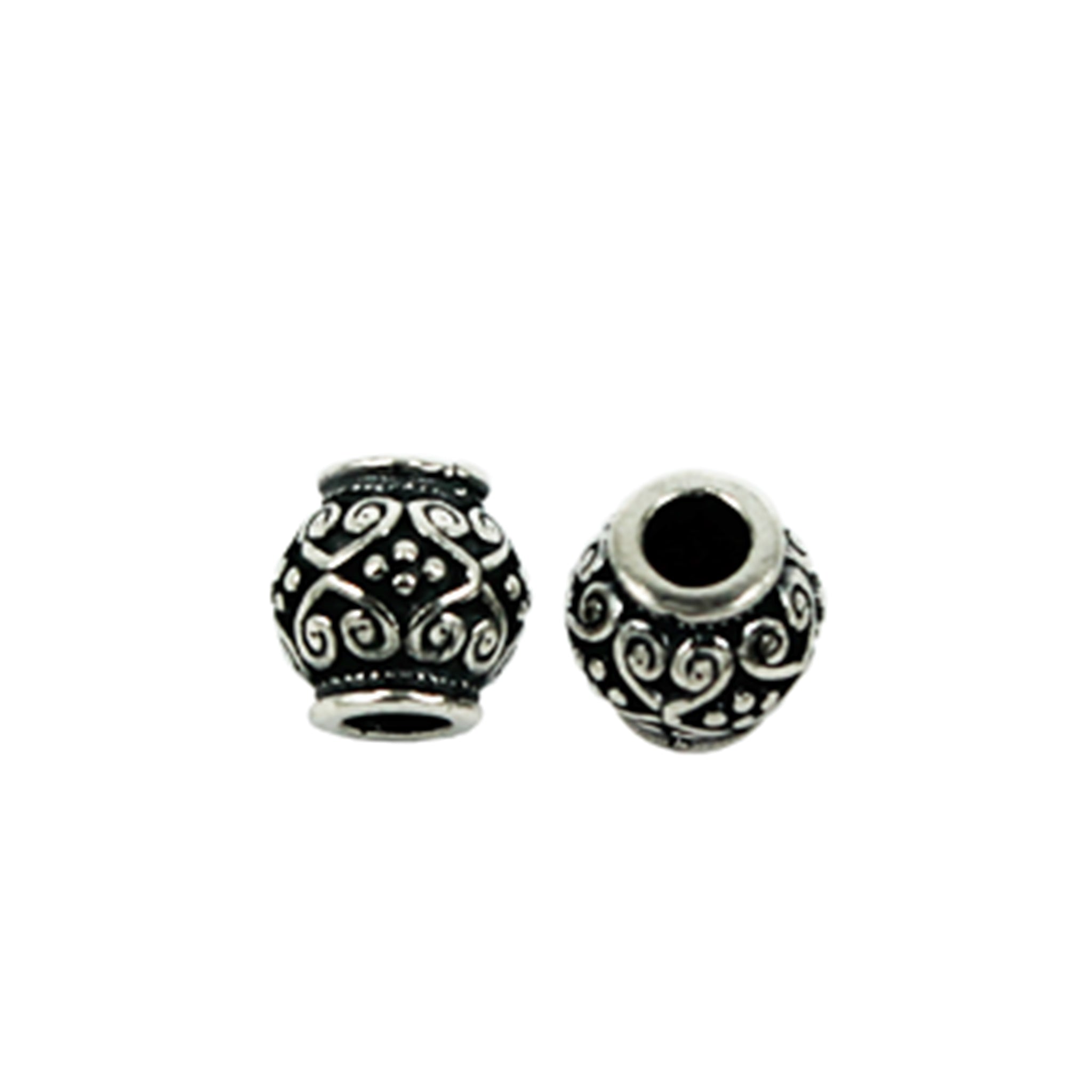 Round Spacer Bead in Antique Sterling Silver 7.4x7.4x7.4mm