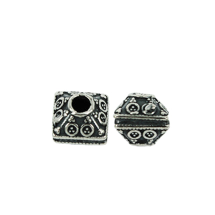 Square Bead in Antique Sterling Silver 9.2x9.2x8.3mm