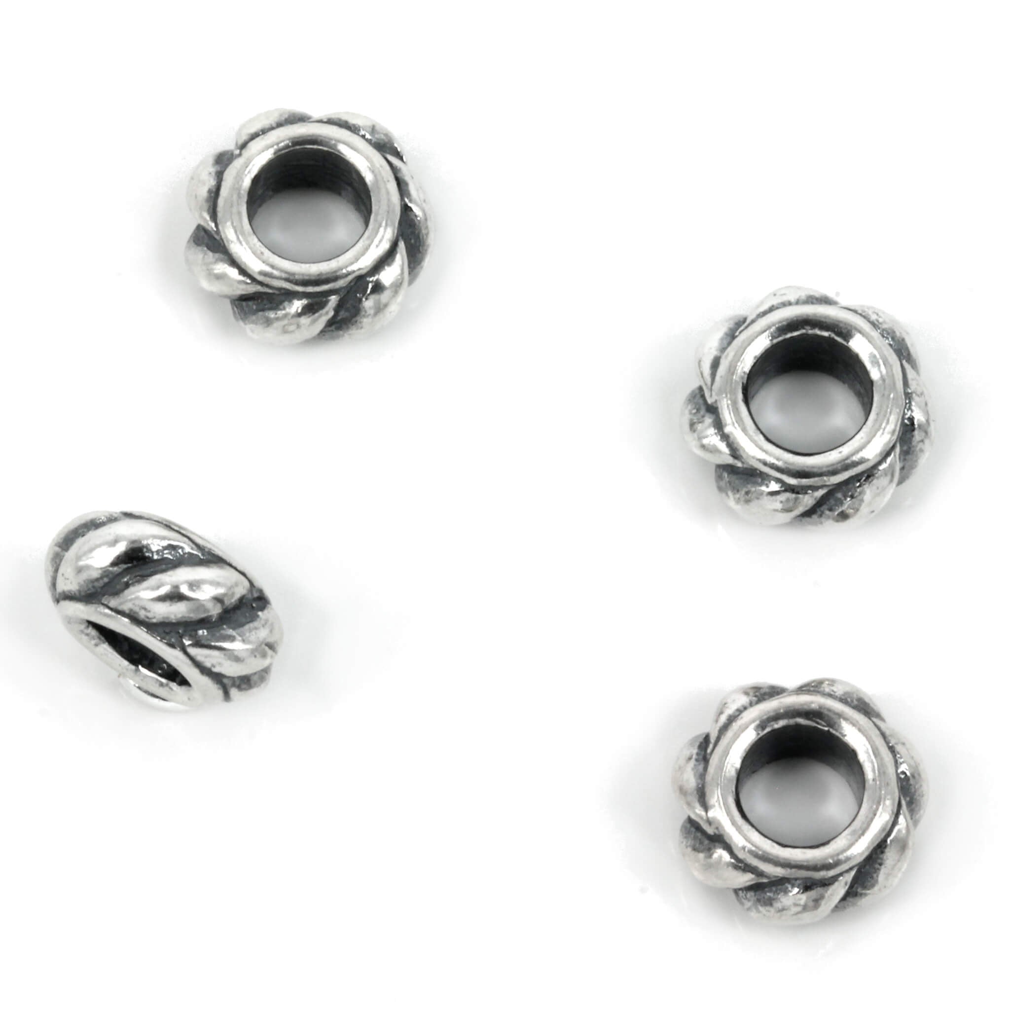 Twisted Corrugated Spacer Bead in Sterling Silver 9x5mm