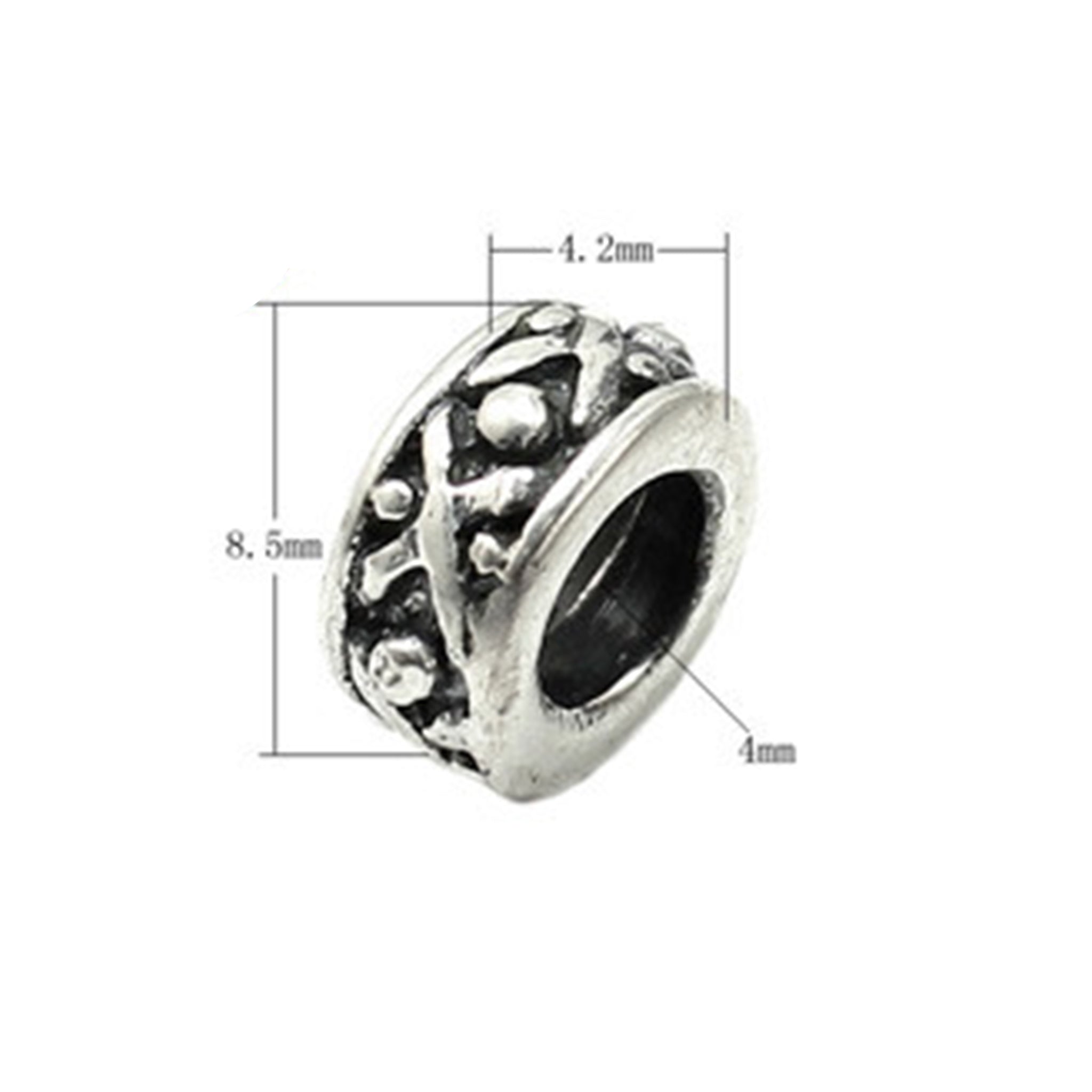 Granular X-Pattern Spacer Bead in Antique Sterling Silver 8.3x8.3x4.3mm