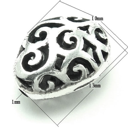 Flat Oval Bead in Antique Sterling Silver 13.3x10.2x6mm