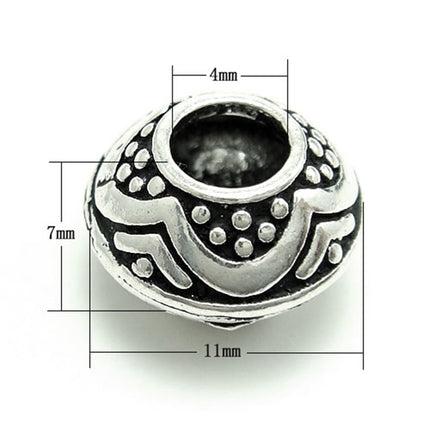 Patterned Spacer Bead in Antique Sterling Silver 11.1x7.3mm