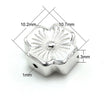 Four-sided Hollow Floral Bead in Sterling Silver 10.7x10.3x4.3mm