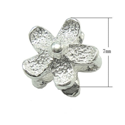 Flower Bead in Sterling Silver 6.7x6.3x4.9mm