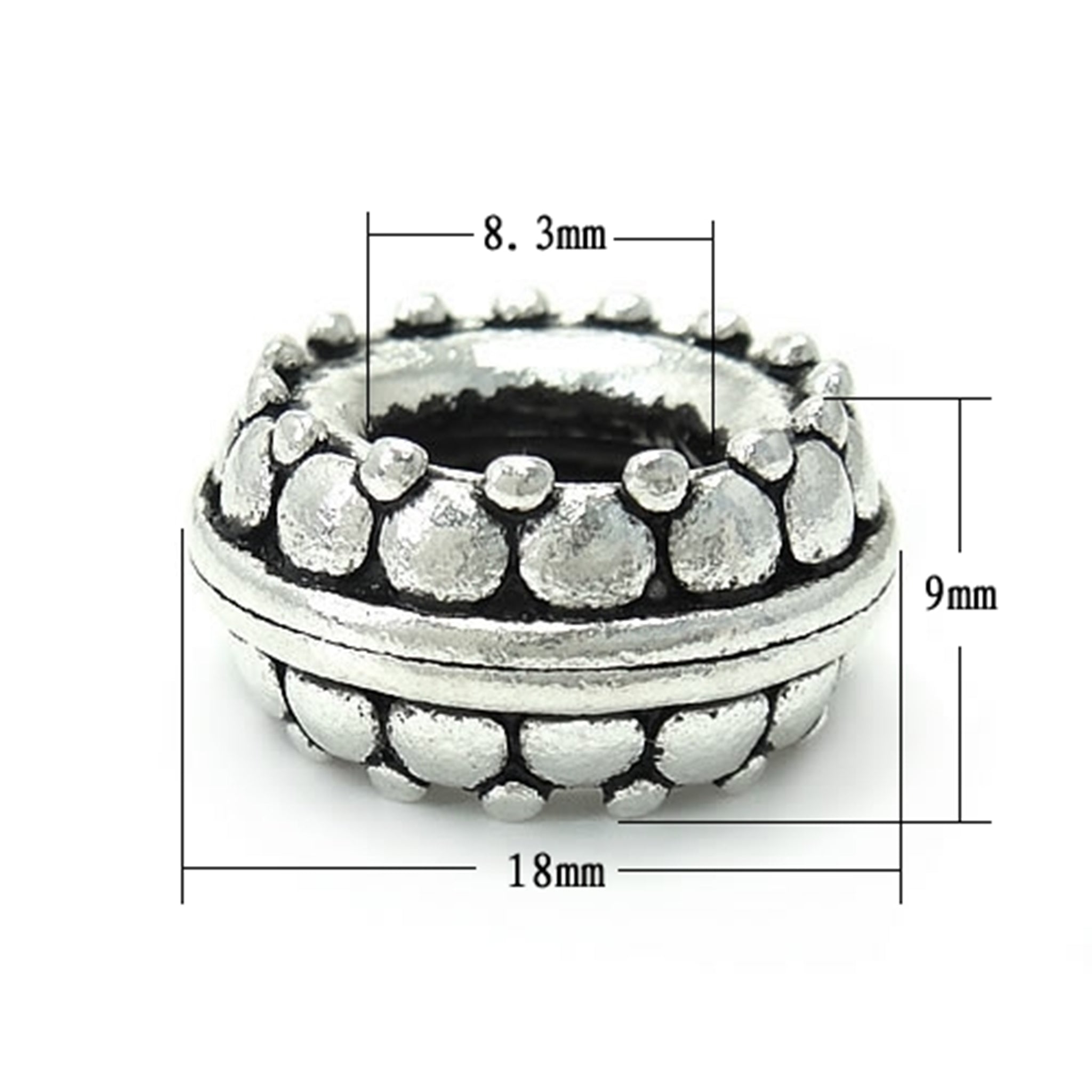 Circle Rondelle Spacer Bead in Antique Sterling Silver 17.3x8.8mm