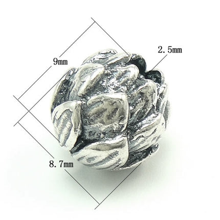 Flower Bud Bead in Antique Sterling Silver 8.7x9.5mm