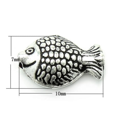 Fish-Shaped Bead in Antique Sterling Silver 10.1x6.8x4.2mm