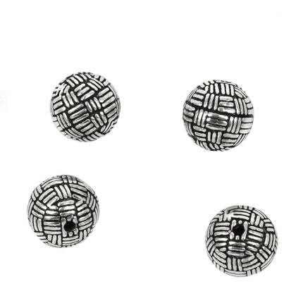 Round Cross-Hatch Bead in Sterling Silver 10x10mm