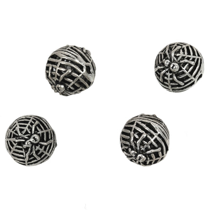 Round Open Spiderweb Bead in Sterling Silver 12x12mm