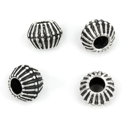 Corrugated Patterned Hogan Bead in Sterling Silver 11x8mm