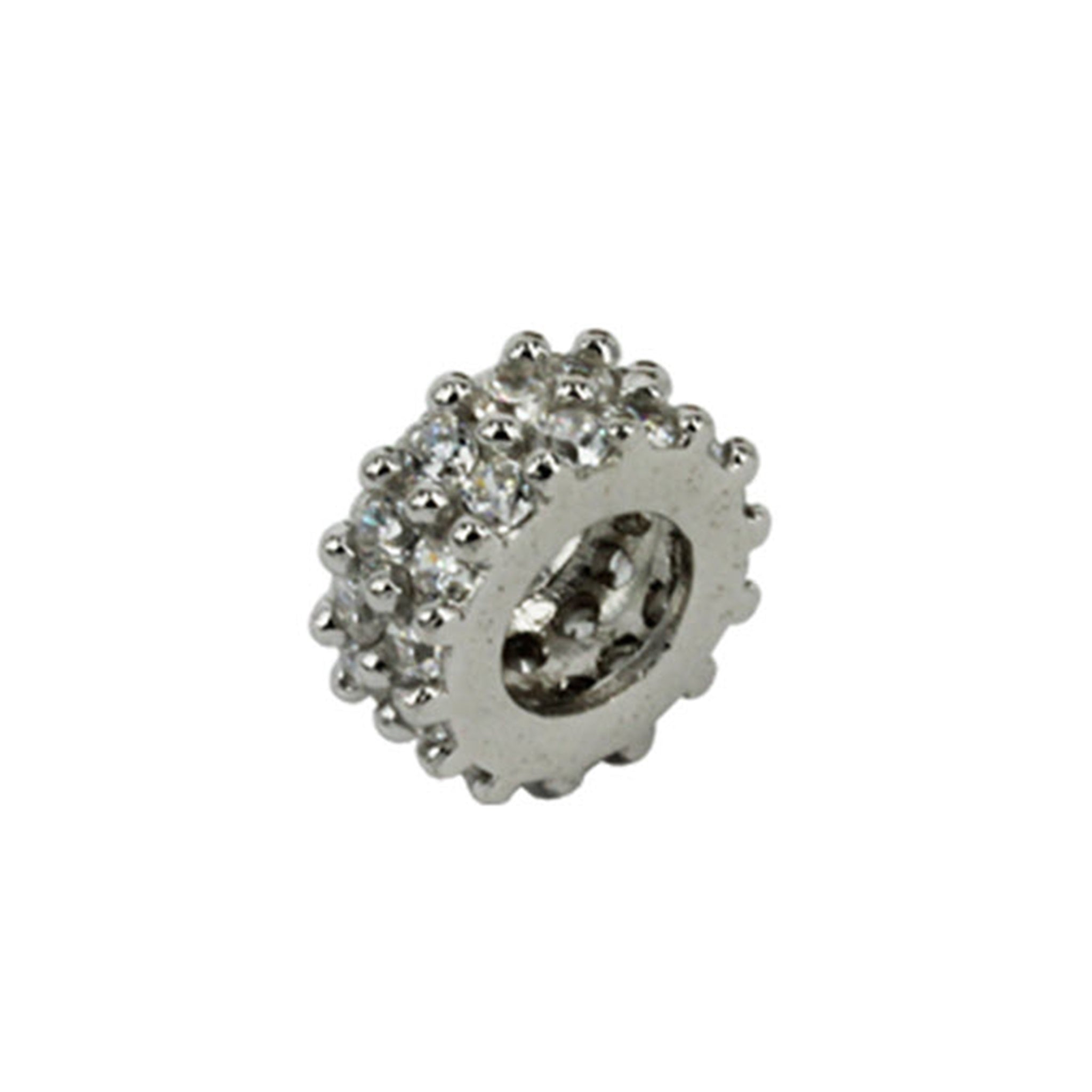Cubic Zirconia Spacer Bead in Sterling Silver 13.8x13.8x5.7mm