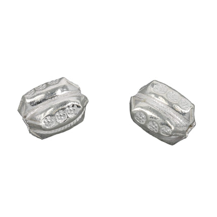 Tapered Rectangular Oval Bead in Sterling Silver 10x7x7mm