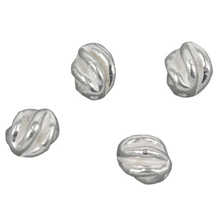 Twisted Corrugated Oval Bead in Sterling Silver 9x8x8mm