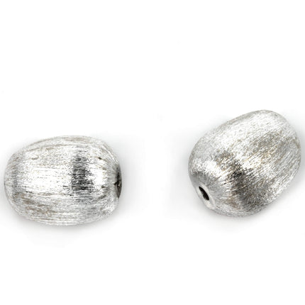 Brushed Texture Oval Bead in Sterling Silver 16x12x12mm