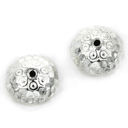 Dimpled Rondelle Bead with Circles Pattern in Sterling Silver 16x16x12mm