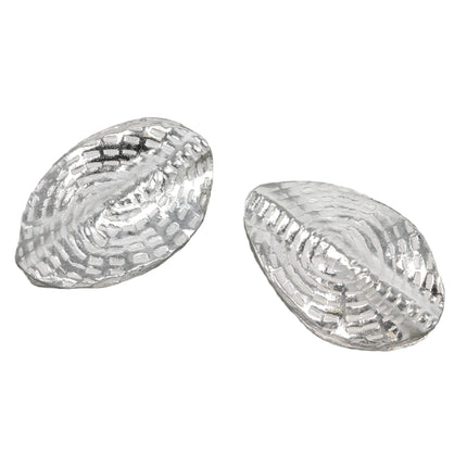 Patterned Flat Oval Bead in Sterling Silver 21x14x9mm