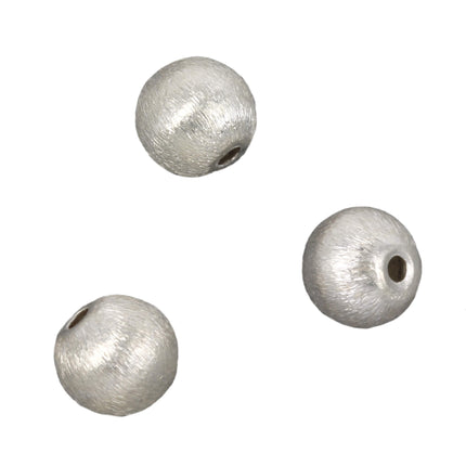 Brushed Texture Round Bead in Sterling Silver 9x9x8mm