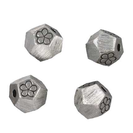 Brushed Texture Dodecahedron Bead in Sterling Silver 11x11x10mm
