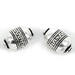 Hollow Patterned Oval Bead in Sterling Silver 16x10mm