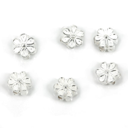 Hollow Daisy Bead in Sterling Silver 6x4mm