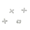 Double-Cross Textured Slider Bead in Sterling Silver 6x6x4mm