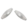 Long Corrugated Oval Bead in Sterling Silver 25x8x8mm