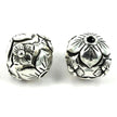 Round Flower Bead in Antique Sterling Silver 11.5x11.5x12.3mm