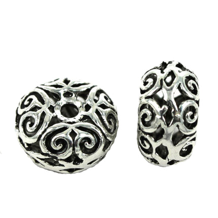 Swirl Spacer Bead in Antique Sterling Silver 10x10x4mm